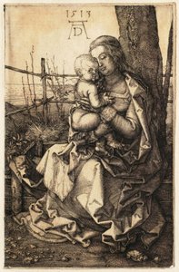 Puun luona istuva Neitsyt ja lapsi tekijältä Albrecht Dürer