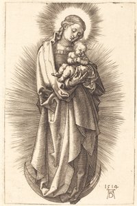 Neitsyt ja lapsi puolikuussa, jossa on diadeemi tekijältä Albrecht Dürer