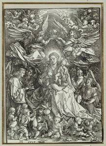 Neitsyt ja lapsi enkelien ympäröimänä, 1518 tekijältä Albrecht Dürer