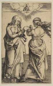 Neitsyt ja lapsi lapsen Kristuksen ja Pyhän Annan kanssa, n. 1500. tekijältä Albrecht Dürer