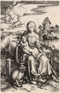 Neitsyt ja lapsi apinan kanssa tekijältä Albrecht Dürer