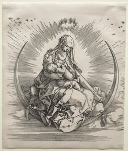 Neitsyt puolikuun päällä, n. 1510-1511. tekijältä Albrecht Dürer