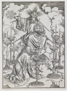 Seitsemän kynttilänjalan visio sarjasta "The Apocalypse" tekijältä Albrecht Dürer