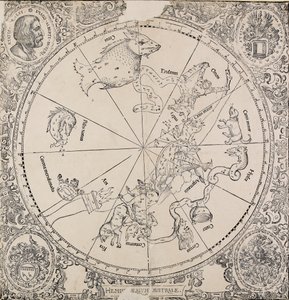 aEteläisen pallonpuoliskon keltainen kartta, 1500-luvun alku tekijältä Albrecht Dürer