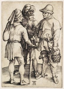 Kolme talonpoikaa keskustelemassa tekijältä Albrecht Dürer