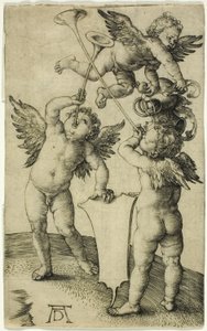 Kolme puttia kilvellä ja kypärällä tekijältä Albrecht Dürer