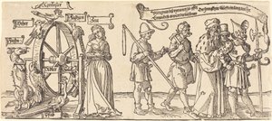 Aika ja kettu kääntävät onnenpyörää kaikentasoisten ihmisten kanssa oikealle tekijältä Albrecht Dürer