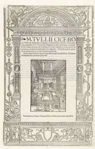 Ciceron Orationesin otsikkosivu Jodocus Badiuksen painomerkillä, 1520. tekijältä Albrecht Dürer