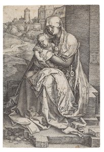 Neitsyt ja lapsi istuvat seinällä, 1514. tekijältä Albrecht Dürer