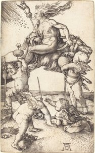 Noita ratsastaa vuohen selässä tekijältä Albrecht Dürer