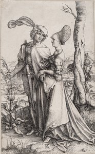Kuoleman uhkaama nuori pari Promenade tekijältä Albrecht Dürer