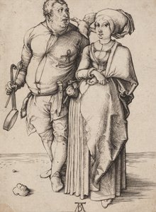 Kokki ja hänen vaimonsa, n. 1496 (kaiverrus) tekijältä Albrecht Dürer