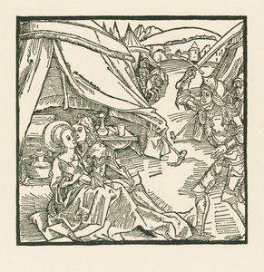Israelilaisen armeijan ritari tappaa toisen ritarin, jonka hän löytää pakanallisen rakastajattaren kanssa. tekijältä Albrecht Dürer or Duerer