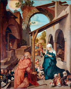 Alttaritaulu Paumgartner: "" Nativite"" Maalaus Albrecht Durer (1471-1528) 1504 noin. Himmeä. 155x126 cm München, Alte Pinakothek tekijältä Albrecht Dürer