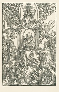 Birgitta antaa teoksensa keisarille, kuninkaille ja ruhtinaille. tekijältä Albrecht Dürer or Duerer