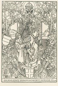 Celtes esittelee teoksensa keisari Maximilianukselle, painettu Sodalitas Celtica -lehteä varten, Nürnberg. tekijältä Albrecht Dürer or Duerer
