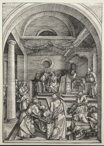 Kristus kiistelee lääkäreiden kanssa, n. 1503-1504 (puupiirros) tekijältä Albrecht Dürer or Duerer