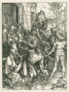 Kristus kantaa ristiä, noin 1498-99 (puupiirros). tekijältä Albrecht Dürer or Duerer