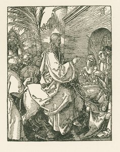 Kristuksen astuminen Jerusalemiin, noin 1508-09 (puupiirros). tekijältä Albrecht Dürer or Duerer
