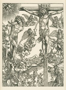 Ristiinnaulitseminen (Suuri Golgata), noin 1496-00 (puupiirros). tekijältä Albrecht Dürer or Duerer