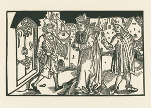 Davus, Simo ja Chremes, noin 1492-93 (puupiirros). tekijältä Albrecht Dürer or Duerer