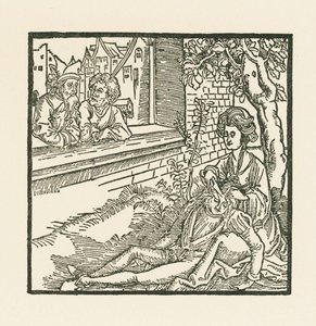 Delila leikkaa Simsonin hiukset irti tekijältä Albrecht Dürer or Duerer