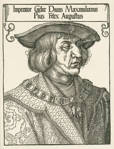 Keisari Maximilian I, noin 1519 (puupiirros). tekijältä Albrecht Dürer or Duerer