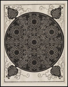 Neljäs solmu, 7 pyöreää solmuryhmää mustilla keskuksilla, n. 1506 tekijältä Albrecht Dürer
