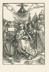 Pyhä perhe ja viisi enkeliä, noin 1503-04 (puupiirros). tekijältä Albrecht Dürer or Duerer