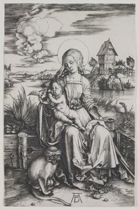 Madonna apinan kanssa, noin 1498 (kaiverrus). tekijältä Albrecht Dürer or Duerer