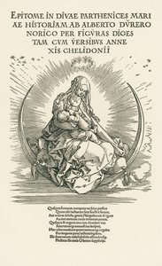 Neitsyt Maria ja lapsi kirkkaudessa, noin 1511 (puupiirros). tekijältä Albrecht Dürer or Duerer