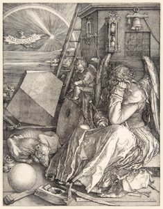 Albrecht Dürerin (1471-1528) Melencolia I hänen kolmesta vuonna 1514 valmistuneesta kaiverruksestaan. tekijältä Albrecht Dürer