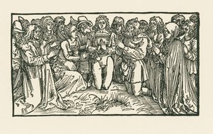 Miehet ja naiset rukoilemassa tekijältä Albrecht Dürer or Duerer