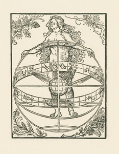Alaston nainen eläinradan kanssa, noin 1502-03 (puupiirros). tekijältä Albrecht Dürer or Duerer