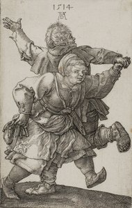 Talonpoikapari tanssii, 1514 tekijältä Albrecht Dürer