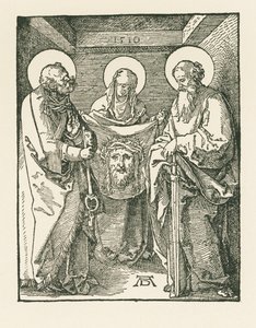 Pyhä Veronica pyhien Pietarin ja Paavalin välissä - Pyhän Veronican sudarium - Pyhän Veronican sudarium tekijältä Albrecht Dürer or Duerer
