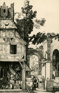 Lapsen palvonta, kaiverrus Albrecht Durer (1471-1528). tekijältä Albrecht Dürer