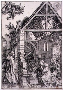 Paimenten palvonta (puupiirros) tekijältä Albrecht Dürer