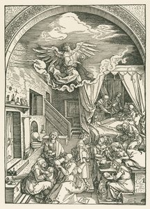 Neitsyt Marian syntymä, noin 1503 (puupiirros). tekijältä Albrecht Dürer or Duerer