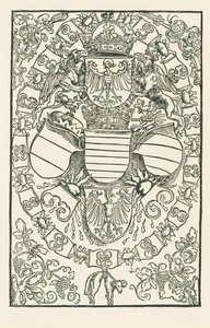 Maximilian I:n vaakuna roomalaisten kuninkaana. tekijältä Albrecht Dürer or Duerer