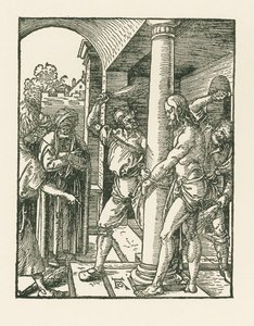 Ruoskanleikkaus, noin 1509 (puupiirros) tekijältä Albrecht Dürer or Duerer