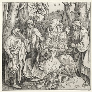 Pyhä perhe ja kaksi muusikkoenkeliä tekijältä Albrecht Dürer or Duerer