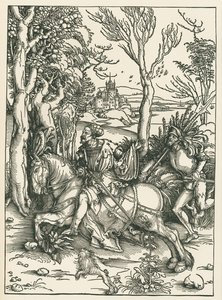 Ritari ja Landsknecht, noin 1496 (puupiirros). tekijältä Albrecht Dürer or Duerer