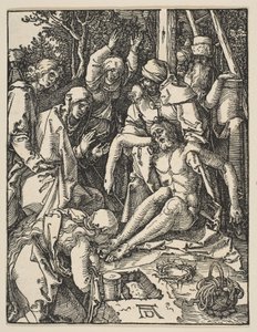 Valituslaulu, pienestä passiosta, n. 159 (puupiirros) tekijältä Albrecht Dürer