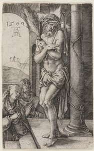 Surujen mies seisoo pylvään vieressä tekijältä Albrecht Dürer
