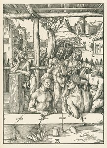 Miesten kylpylä, noin 1496-97 (puupiirros). tekijältä Albrecht Dürer or Duerer