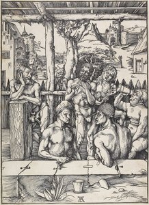 Miesten kylpylä, n. 1496-1497 tekijältä Albrecht Dürer