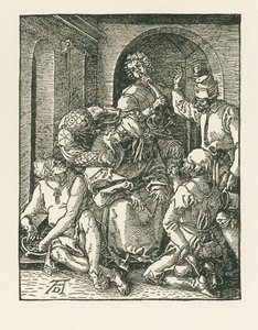 Kristuksen pilkkaaminen, noin 1508-09 (puupiirros). tekijältä Albrecht Dürer or Duerer