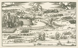 Linnoituksen piiritys. Vasen lohko tekijältä Albrecht Dürer or Duerer