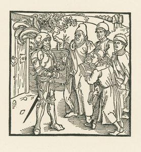 Ritari antaa kahdelle kirjurille ja kahdelle papille tehtäväksi laatia tämä kirja. tekijältä Albrecht Dürer or Duerer